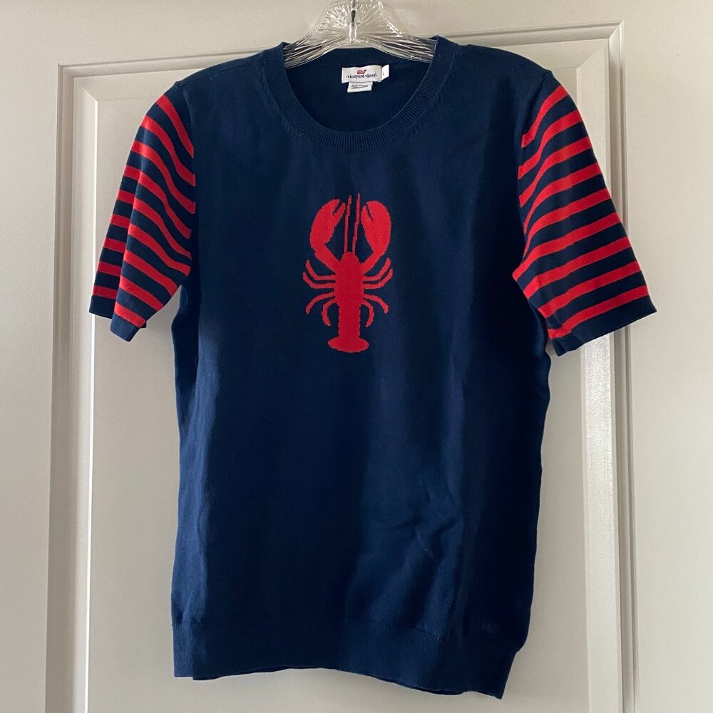 Vineyard Vines Navy and Red Lobster Sweater